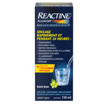 Sirop Reactine® Allergies, médicament pour le soulagement rapide des allergies, saveur de raisin blanc, 118 ml